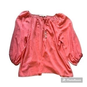Hutch Anthropologie 100% silk salmon colored blouse